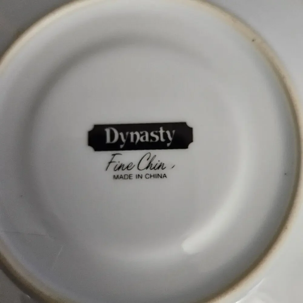 Dynasty Fine China Floral Saucer Set of 2 Vintage Replacement